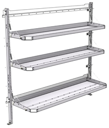 26-7072-21 Combo 3 level fold-up shelving unit, 77"Wide x 21"Deep x 72"High