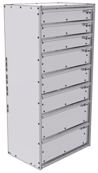 16-2548-332 Tool drawer 24" Wide X 15.5" Deep X 47-11/16" High with 8 drawers