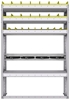 37-4363-4 Profiled back refrigerant bin unit 43"Wide x 13.5"Deep x 63"High with 3 shelves