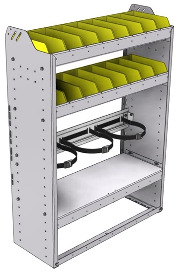 36-3348-3 Square back refrigerant bin unit 34.5"Wide x 13.5"Deep x 48"High with 3 shelves