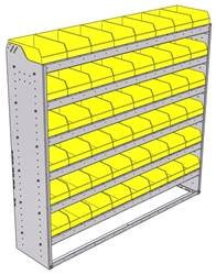 22-6563-6 Square back bin shelf unit 69.125"Wide x 15.5"Deep x 67"High with 6 shelves