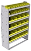 23-4563-6 Profiled back bin shelf unit 43"Wide x 15.5"Deep x 63"High with 6 shelves