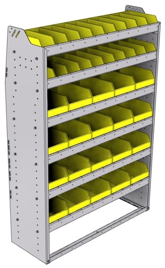 23-4563-6 Profiled back bin shelf unit 43"Wide x 15.5"Deep x 63"High with 6 shelves