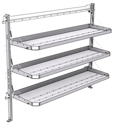 26-7063-03 3 level fold-up shelving unit, 77"Wide x 21"Deep x 63"High