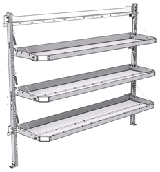 26-7063-30 3 level fold-up shelving unit, 77"Wide x 18"Deep x 63"High