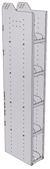 28-9872-5 Square Back Bookshelf, 9"Wide x 18.5"Deep x 72"High with 5 shelves