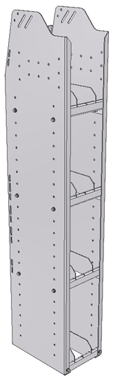 29-9358-4 Profiled Back Bookshelf, 9"Wide x 13.5"Deep x 58"High with 4 shelves