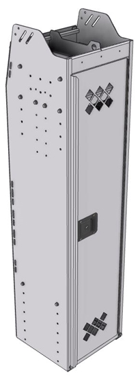 13-1358-3 Profiled back locker cabinet 14"Wide x 13.5"Deep x 58"High with 3 shelves and 2 hooks and hang rod