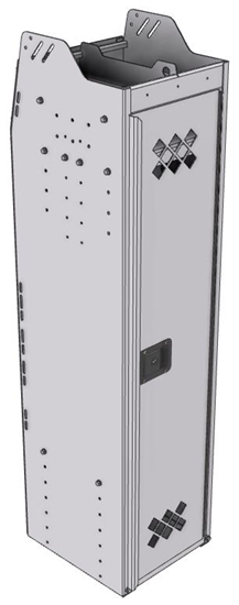 13-1558-3 Profiled back locker cabinet 14"Wide x 15.5"Deep x 58"High with 3 shelves and 2 hooks and hang rod