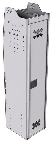 13-1563-3 Profiled back locker cabinet 14"Wide x 15.5"Deep x 63"High with 3 shelves and 2 hooks and hang rod