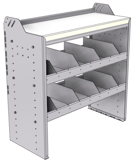 18-3536-4W Workbench 34.5"Wide x 15.5"Deep x 36"high with 2 high divider shelves and a 1.5" thick hardwood worktop