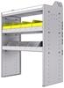 18-3542-7W Workbench 34.5"Wide x 15.5"Deep x 42"high with 2 high divider / bin combo shelves and a 1.5" thick hardwood worktop