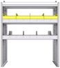 18-3542-7W Workbench 34.5"Wide x 15.5"Deep x 42"high with 2 high divider / bin combo shelves and a 1.5" thick hardwood worktop