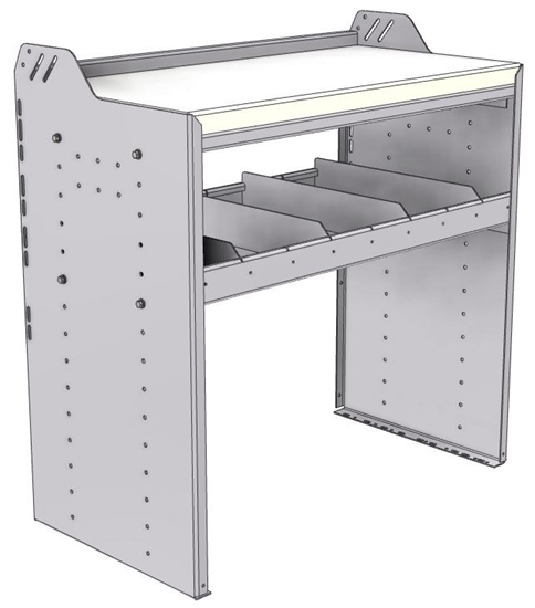 18-3836-1W Workbench 34.5"Wide x 18.5"Deep x 36"high with 1 standard divider shelf and a 1.5" thick hardwood worktop