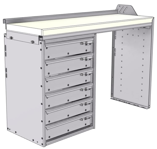 18-4530-LD Workbench 43"Wide x 15.5"Deep x 30"high with a 6 Drawer unit on Left hand side