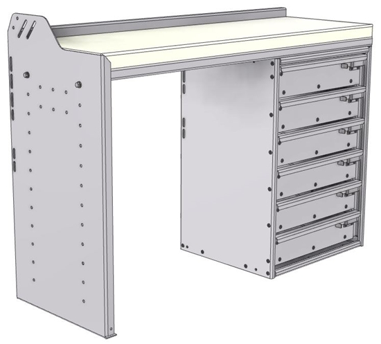 18-4530-RD Workbench 43"Wide x 15.5"Deep x 30"high with a 6 Drawer unit on Right hand side