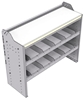 18-4536-2W Workbench 43"Wide x 15.5"Deep x 36"high with 2 standard divider shelves and a 1.5" thick hardwood worktop