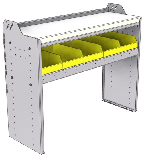 18-4536-5W Workbench 43"Wide x 15.5"Deep x 36"high with 1 bin shelf and a 1.5" thick hardwood worktop