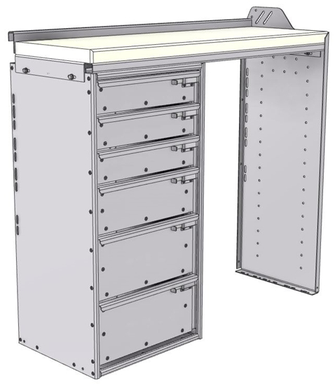 18-4536-LD Workbench 43"Wide x 15.5"Deep x 36"high with a 6 Drawer unit on Left hand side