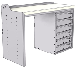 18-4830-RD Workbench 43"Wide x 18.5"Deep x 30"high with a 6 Drawer unit on Right hand side