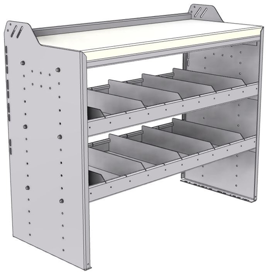 18-4836-2W Workbench 43"Wide x 18.5"Deep x 36"high with 2 standard divider shelves and a 1.5" thick hardwood worktop