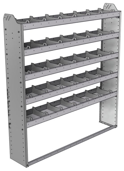 20-6163-5 Square back shelf unit 60"Wide x 11.5"Deep x 63"High with 5 shelves