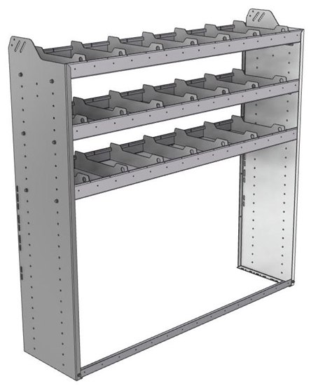 20-6558-3 Square back shelf unit 60"Wide x 15.5"Deep x 58"High with 3 shelves