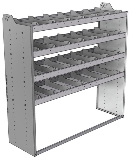 20-6858-4 Square back shelf unit 60"Wide x 18.5"Deep x 58"High with 4 shelves