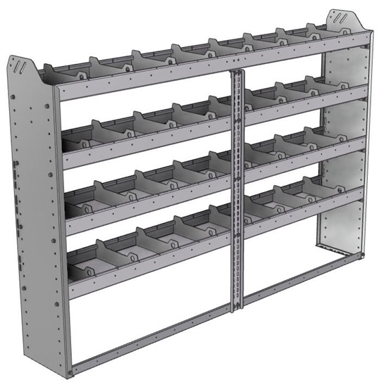 20-7148-4 Square back shelf unit 72"Wide x 11.5"Deep x 48"High with 4 shelves