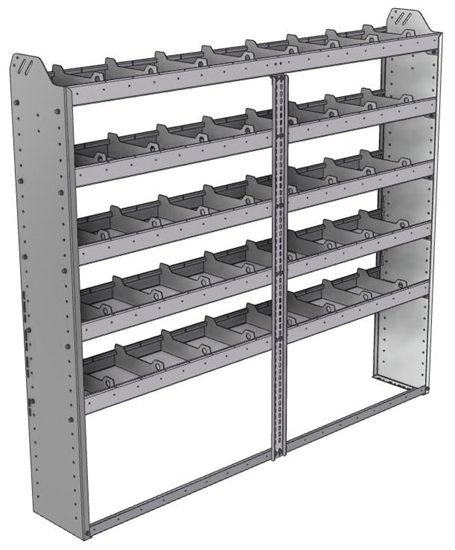20-7163-5 Square back shelf unit 72"Wide x 11.5"Deep x 63"High with 5 shelves