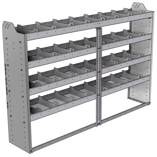 20-7348-4 Square back shelf unit 72"Wide x 13.5"Deep x 48"High with 4 shelves