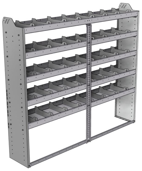 20-7363-5 Square back shelf unit 72"Wide x 13.5"Deep x 63"High with 5 shelves