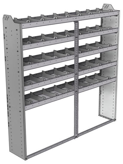 20-7372-5 Square back shelf unit 72"Wide x 13.5"Deep x 72"High with 5 shelves