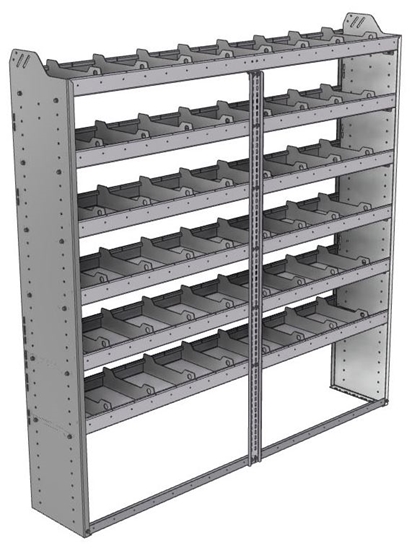 20-7372-6 Square back shelf unit 72"Wide x 13.5"Deep x 72"High with 6 shelves