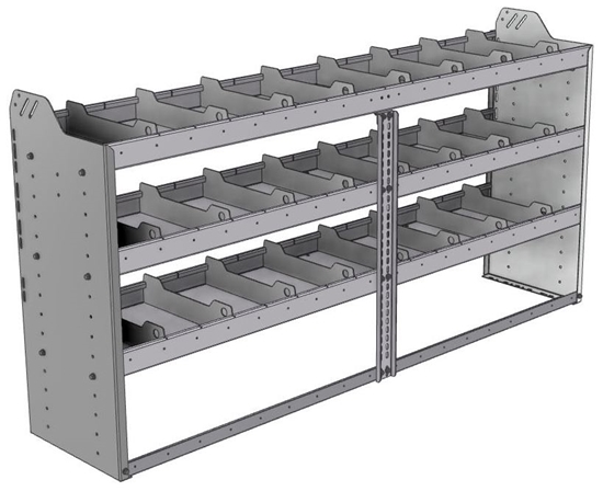 20-7536-3 Square back shelf unit 72"Wide x 15.5"Deep x 36"High with 3 shelves