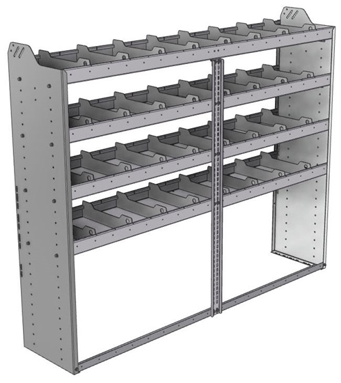 20-7558-4 Square back shelf unit 72"Wide x 15.5"Deep x 58"High with 4 shelves