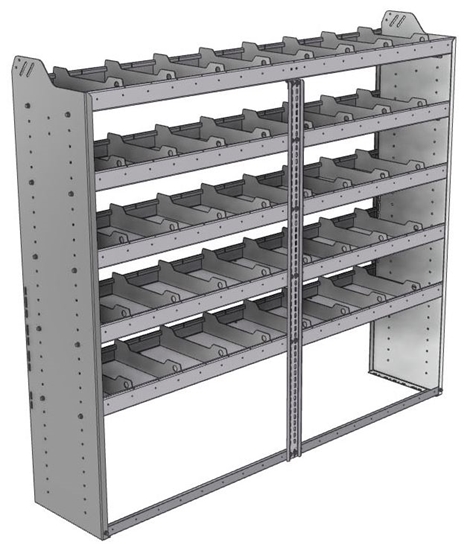 20-7563-5 Square back shelf unit 72"Wide x 15.5"Deep x 63"High with 5 shelves
