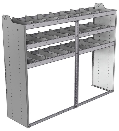 20-7858-3 Square back shelf unit 72"Wide x 18.5"Deep x 58"High with 3 shelves
