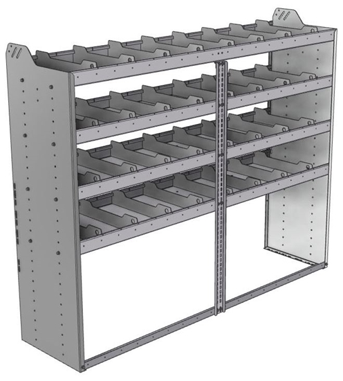 20-7858-4 Square back shelf unit 72"Wide x 18.5"Deep x 58"High with 4 shelves