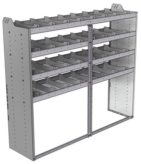 20-7863-4 Square back shelf unit 72"Wide x 18.5"Deep x 63"High with 4 shelves