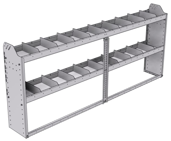 20-8136-2 Square back shelf unit 84"Wide x 11.5"Deep x 36"High with 2 shelves