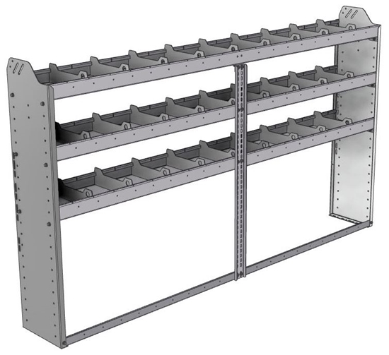 20-8148-3 Square back shelf unit 84"Wide x 11.5"Deep x 48"High with 3 shelves