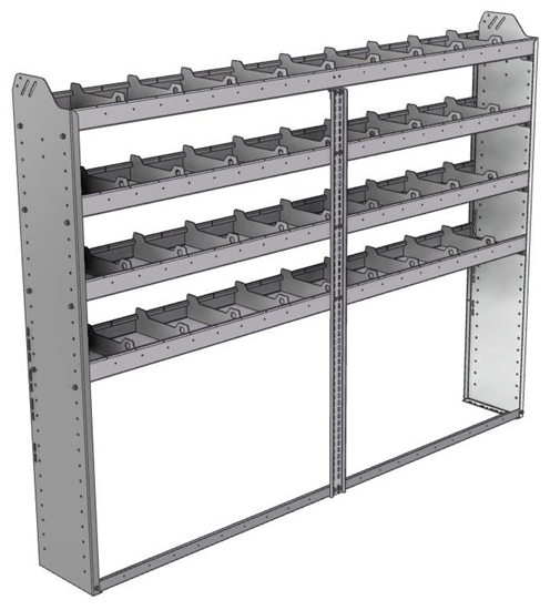 20-8163-4 Square back shelf unit 84"Wide x 11.5"Deep x 63"High with 4 shelves