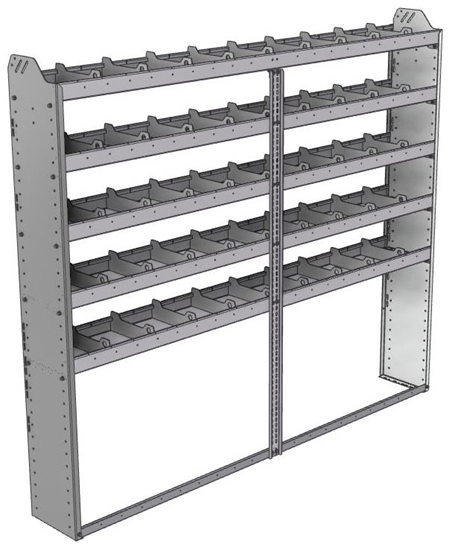 20-8172-5 Square back shelf unit 84"Wide x 11.5"Deep x 72"High with 5 shelves