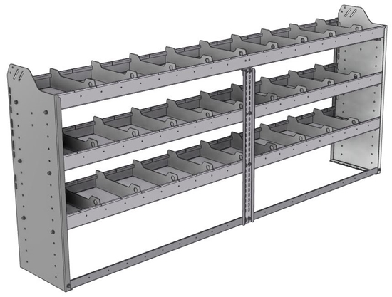 20-8336-3 Square back shelf unit 84"Wide x 13.5"Deep x 36"High with 3 shelves