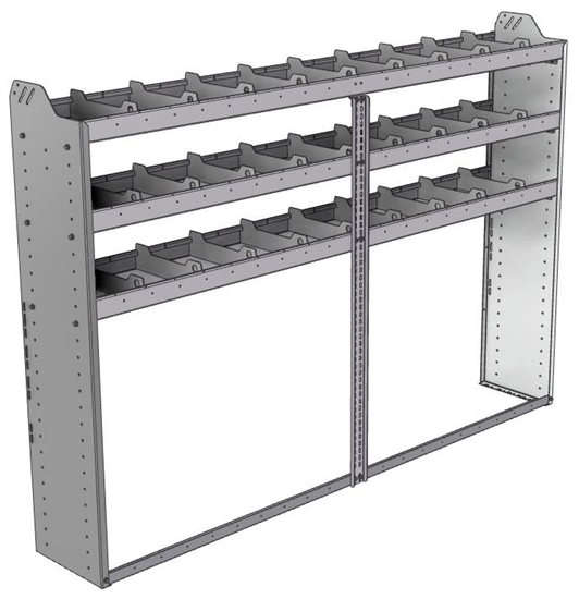 20-8358-3 Square back shelf unit 84"Wide x 13.5"Deep x 58"High with 3 shelves