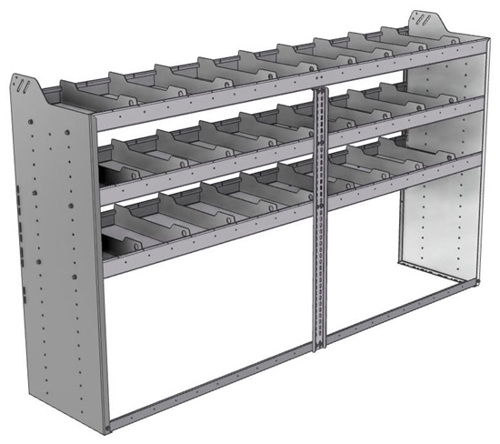 20-8848-3 Square back shelf unit 84"Wide x 18.5"Deep x 48"High with 3 shelves