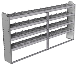20-9148-4 Square back shelf unit 96"Wide x 11.5"Deep x 48"High with 4 shelves