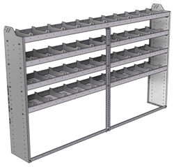 20-9358-4 Square back shelf unit 96"Wide x 13.5"Deep x 58"High with 4 shelves