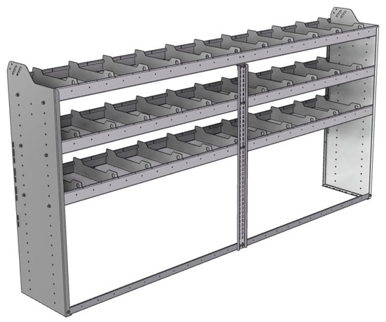 20-9548-3 Square back shelf unit 96"Wide x 15.5"Deep x 48"High with 3 shelves